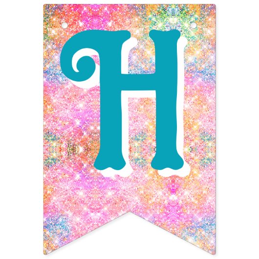 Mermaid colorful whimsical birthday custom wimpelkette (Zweite Fahne)