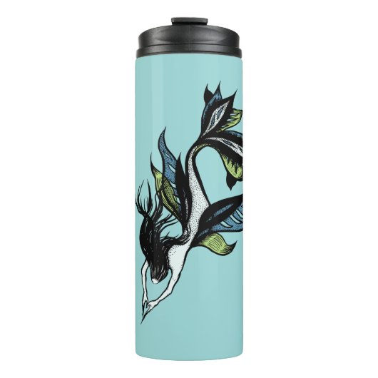 Mermaid Cool Ink Zeichnend Thermosbecher (Vorderseite)