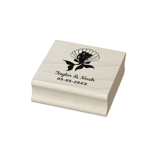 Mermaid Couple auf einem Seashell-Design Gummistempel (Stempel)