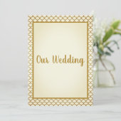 MERMAID CREAM GOLD BORDER Wedding Einladung (Stehend Vorderseite)