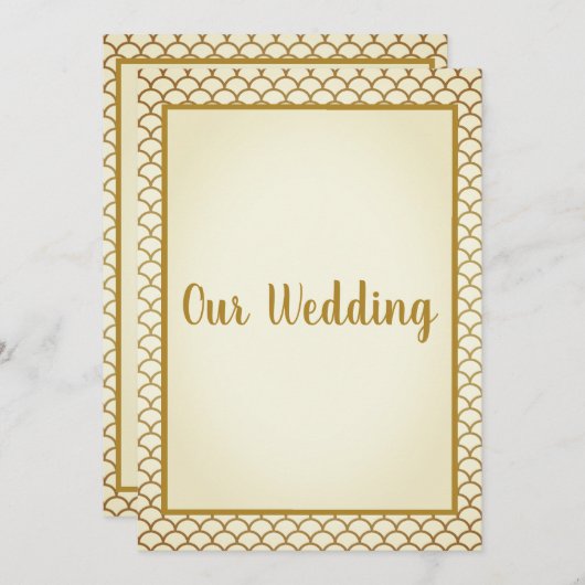 MERMAID CREAM GOLD BORDER Wedding Einladung (Vorne/Hinten)