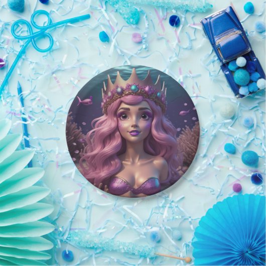 Mermaid Crown Pappteller (Party)