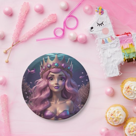 Mermaid Crown Pappteller (Party)