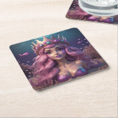 Mermaid Crown Rechteckiger Pappuntersetzer (angewinkelt)