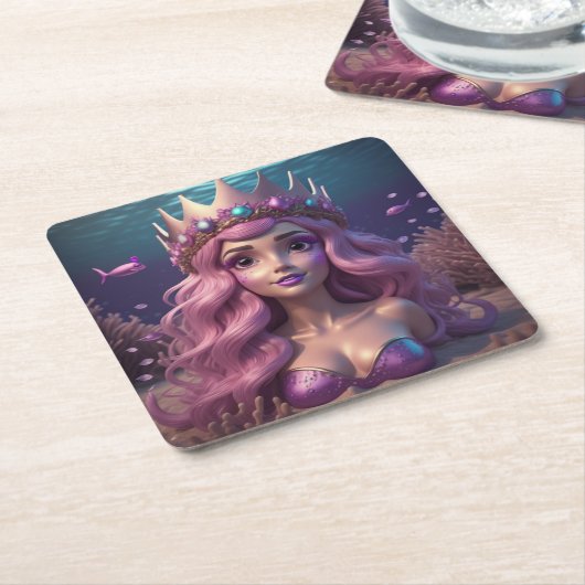 Mermaid Crown Rechteckiger Pappuntersetzer (angewinkelt)