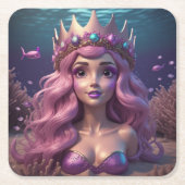 Mermaid Crown Rechteckiger Pappuntersetzer (Vorderseite)