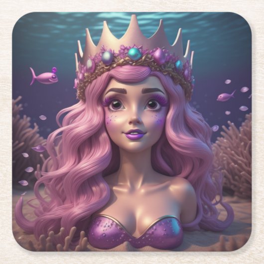 Mermaid Crown Rechteckiger Pappuntersetzer (Vorderseite)