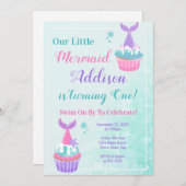 Mermaid Cupcake Birthday Einladung Mermaid Party (Vorne/Hinten)