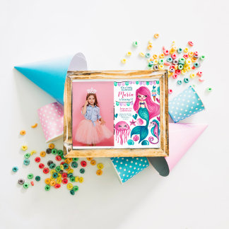 Mermaid Custom Foto Geburtstag Einladung