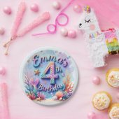 Mermaid Custom Name & Age - Under the Sea Party Pappteller (Party)