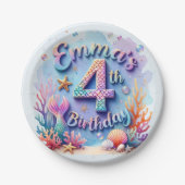 Mermaid Custom Name & Age - Under the Sea Party Pappteller (Vorderseite)
