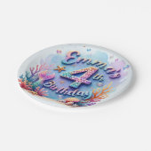 Mermaid Custom Name & Age - Under the Sea Party Pappteller (Schrägansicht)