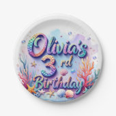 Mermaid Custom Name & Age - Under the Sea Party Pappteller (Vorderseite)