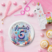 Mermaid Custom Name & Age - Under the Sea Party Pappteller (Party)