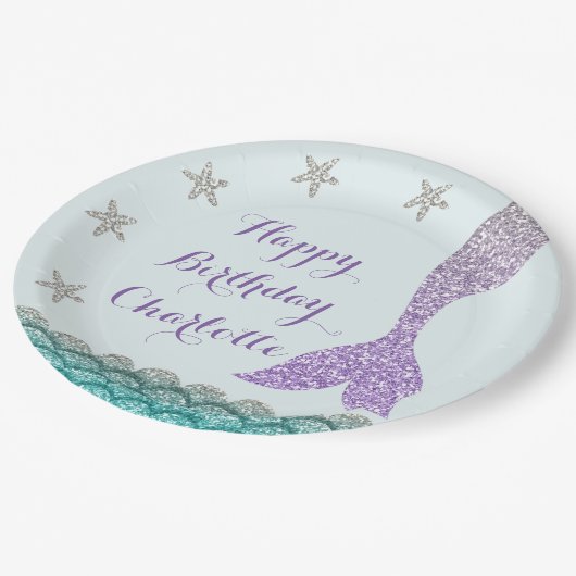 Mermaid Custom Paper Teller 9" ・ Unter Wasser (Schrägansicht)