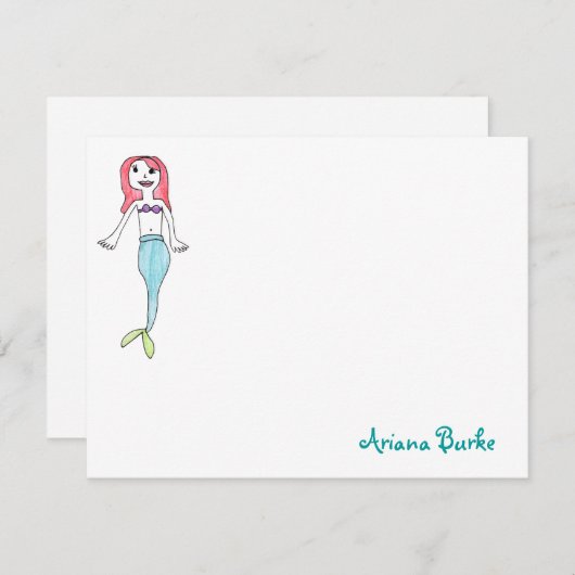 Mermaid Custom Stationery Notecards Mitteilungskarte (Vorne/Hinten)