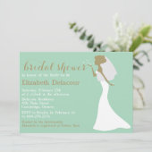 Mermaid Cut Wedding Gown Bridal Dusche Einladung (Stehend Vorderseite)