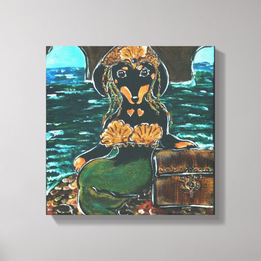 MERMAID-DACKEL LEINWANDDRUCK (Vorderseite)