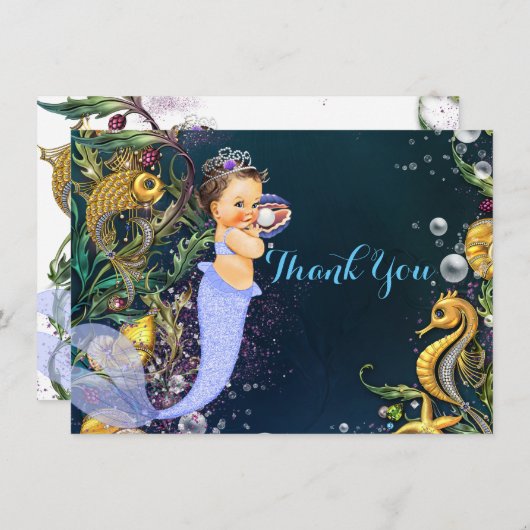 Mermaid Dankes Karten (Vorne/Hinten)