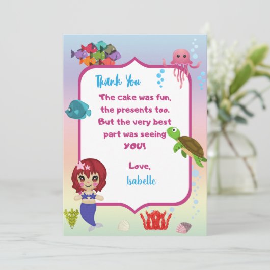 Mermaid Dankeschön Karte (Stehend Vorderseite)