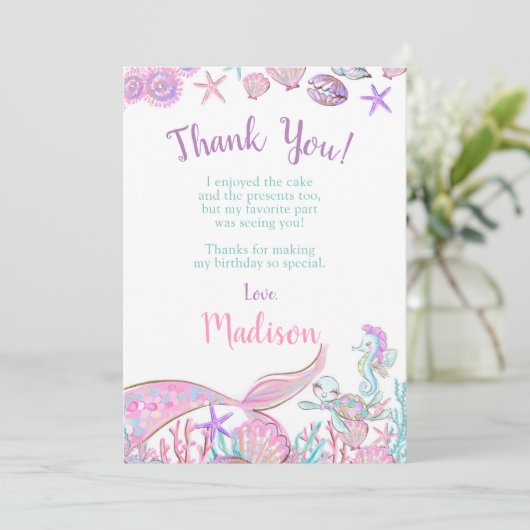Mermaid Dankeschön Karten (Stehend Vorderseite)
