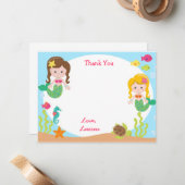 Mermaid Dankeschön Sie Merkkarten Mitteilungskarte (Vorderseite/Rückseite Beispiel)
