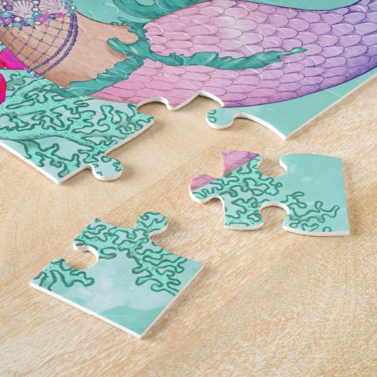 Mermaid Dark Green Starfish Niedlich Personal Puzzle (Seite)