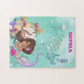 Mermaid Dark Green Starfish Niedlich Personal Puzzle (Horizontal)