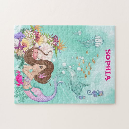 Mermaid Dark Green Starfish Personal Puzzle (Horizontal)