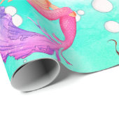 Mermaid Dark Hair Bubbles Bright Blue Geschenk Geschenkpapier (Rolleneckpunkt)
