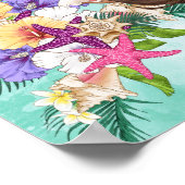 Mermaid Dark Hair Pink Starfish Niedlich Personal Poster (Ecke)