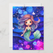 Mermaid Deep Blue Lila Sea Foto Babydusche Einladung (Rückseite)