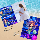 Mermaid Deep Blue Lila Sea Foto Babydusche Einladung