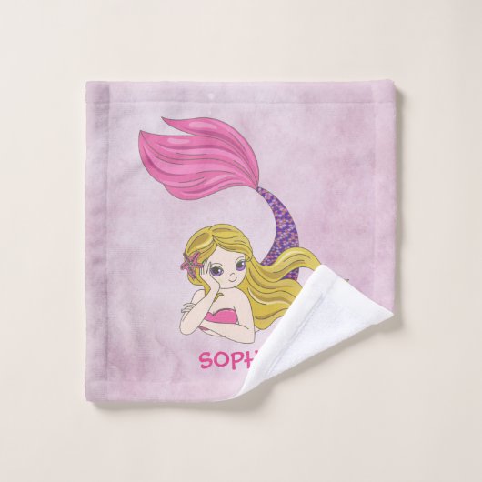 Mermaid Design Badehandtuch Set (Waschlappen)