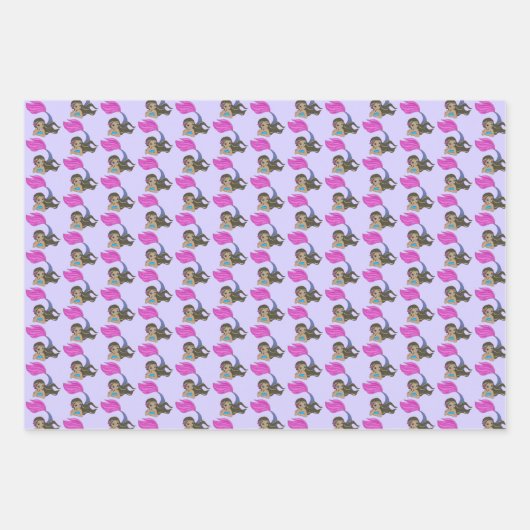 Mermaid Design Wrapping Paper Set Geschenkpapier Set (Vorderseite 3)