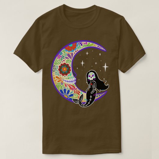 Mermaid Dia de Los Muertos Skeleton  T-Shirt (Design vorne)