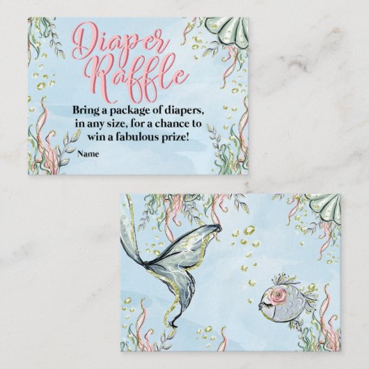 Mermaid Diaper Beilage Karte (Vorne/Hinten)