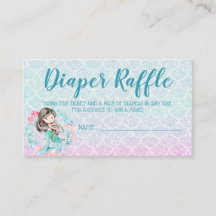 Mermaid Diaper Raffle Card Tickets für Babydusche