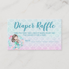 Mermaid Diaper Raffle Card Tickets für Babydusche Begleitkarte