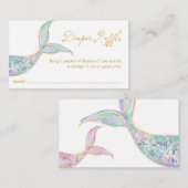 Mermaid Diaper Raffle Ticket Enclosure Card Begleitkarte (Vorne/Hinten)