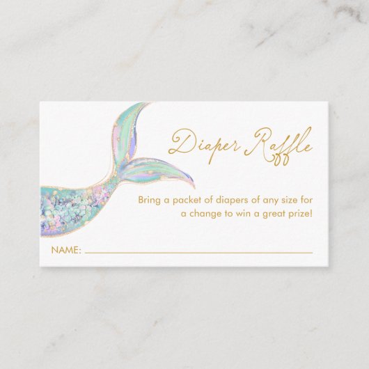 Mermaid Diaper Raffle Ticket Enclosure Card Begleitkarte (Vorderseite)