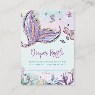 Mermaid Diaper Raffle Tickets Babydusche einfügen Begleitkarte
