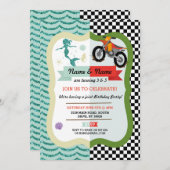 Mermaid & Dirt Bike Joint Boy Girl Birthday Einlad Einladung (Vorne/Hinten)