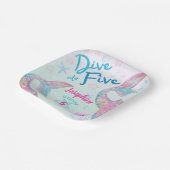 Mermaid dive into five birthday watercolor square pappteller (Gewinkelt)