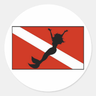 Mermaid Diver Flag Runder Aufkleber