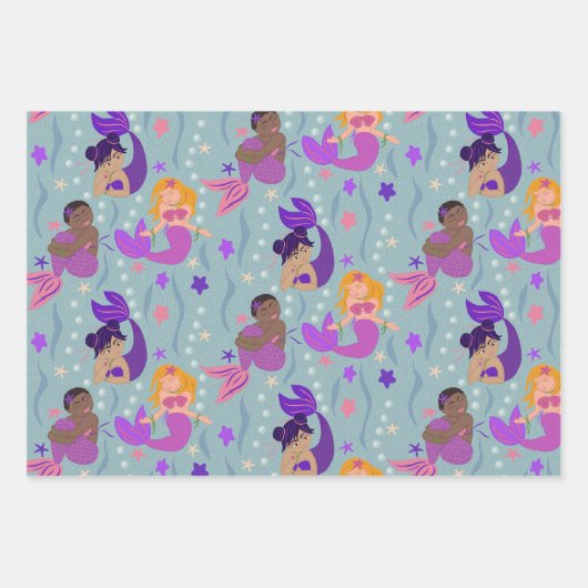 Mermaid Diversity Packpapier Geschenkpapier Set (Vorderseite)