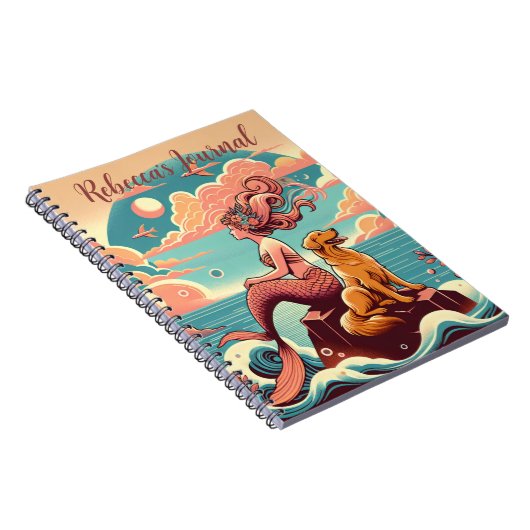 Mermaid Dog Lover Journal Planner Pastell Notebook Notizblock (Rechte Seite)