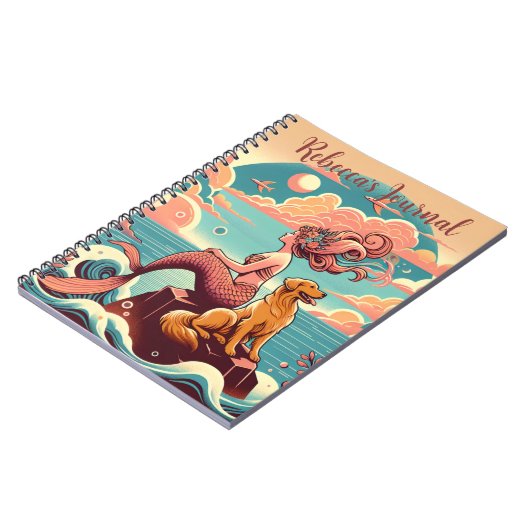 Mermaid Dog Lover Journal Planner Pastell Notebook Notizblock (Linke Seite)