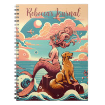 Mermaid Dog Lover Journal Planner Pastell Notebook
