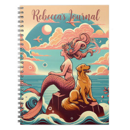 Mermaid Dog Lover Journal Planner Pastell Notebook Notizblock